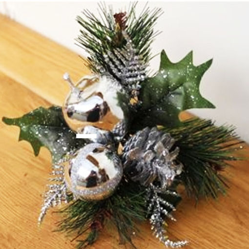 Picture of 17cm Pick - Glitter ball and Apple - Silver