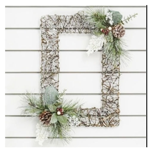 Picture of 20cm Frame - Frosted Leaves and Cones