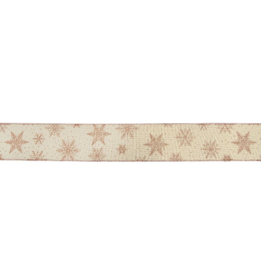 Picture of Ribbon - Christmas Snow Flake - wired edge  - 63mm x 9m