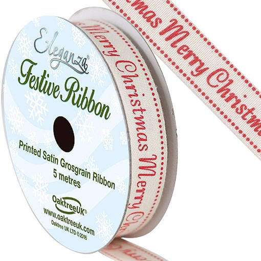 Picture of Ribbon - Merry Christmas - White 10mm x 5m