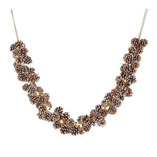 Picture of Garland with White Washed Pine Cones | Battery LED