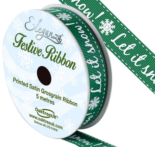Picture of Ribbon - Let It Snow | Green | 15mm