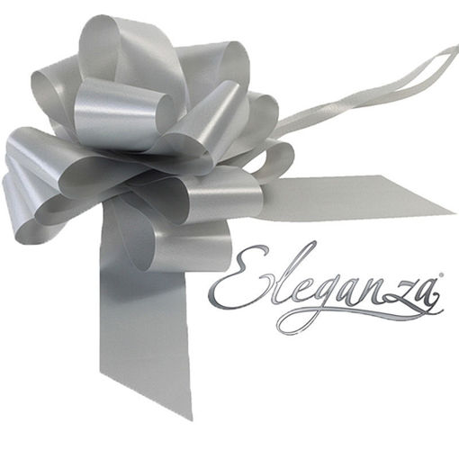 Picture of Ribbon  - Poly  Pull Bow - Silver 50mm 20pcs