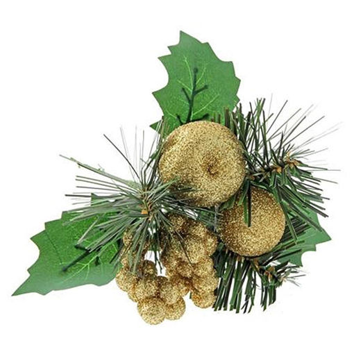 Picture of Pick Gold Glitter Apple 6pcs  20cm