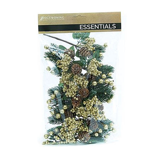 Picture of Pick Small Gold Berry Clusters with Pinecones