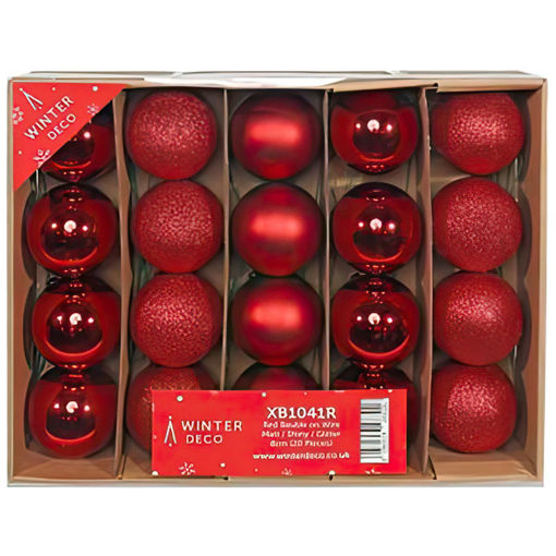 Picture of Baubles on Wire | Red | 20pcs | 8cm